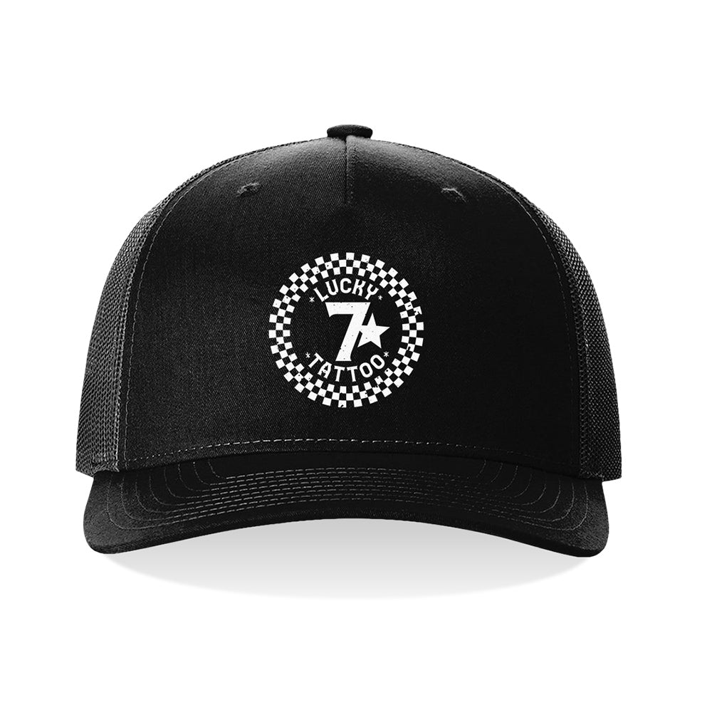 Lucky 7 Tattoo Black Trucker Hat