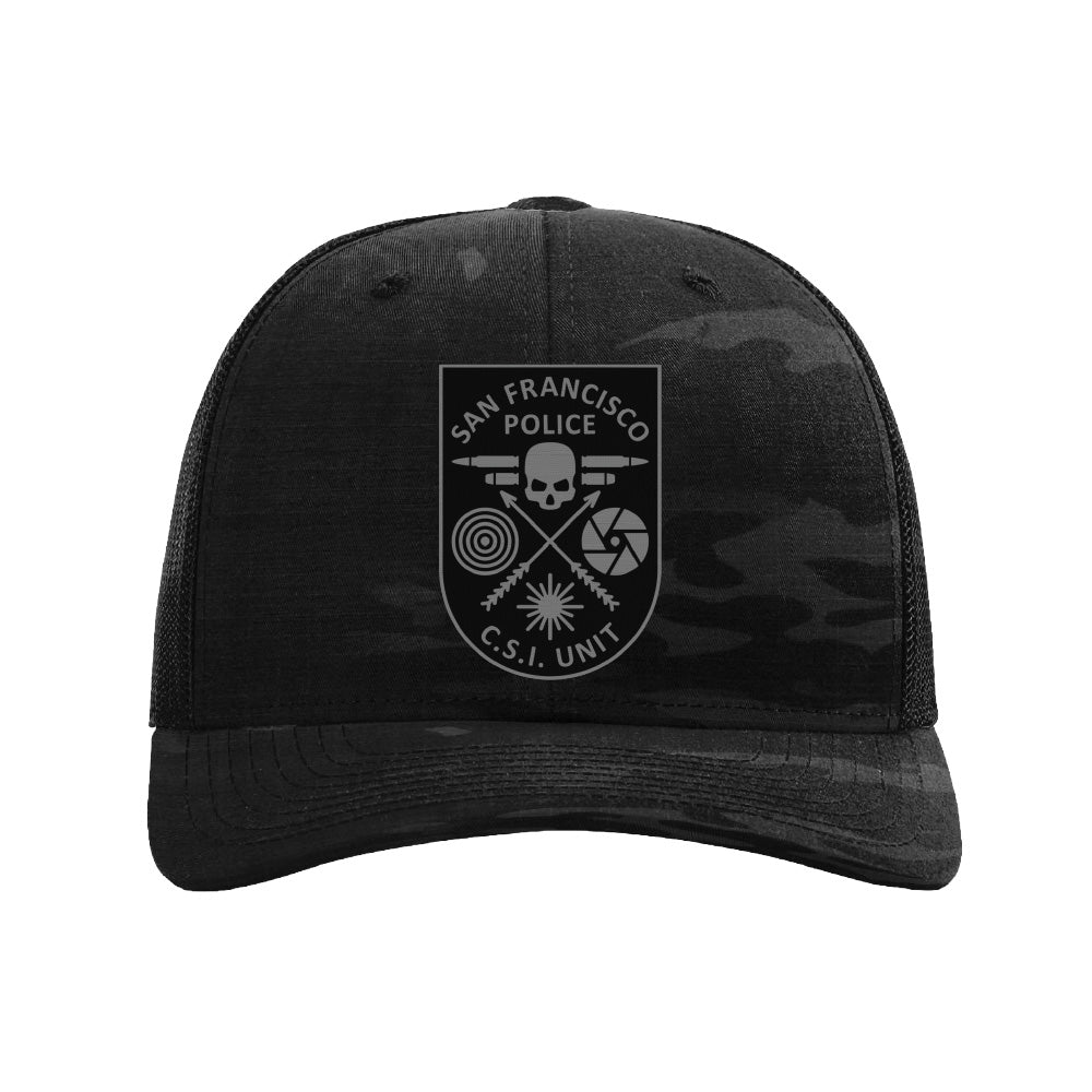 SFPD CSI Unit Emblem Black Camo Snapback Trucker Hat