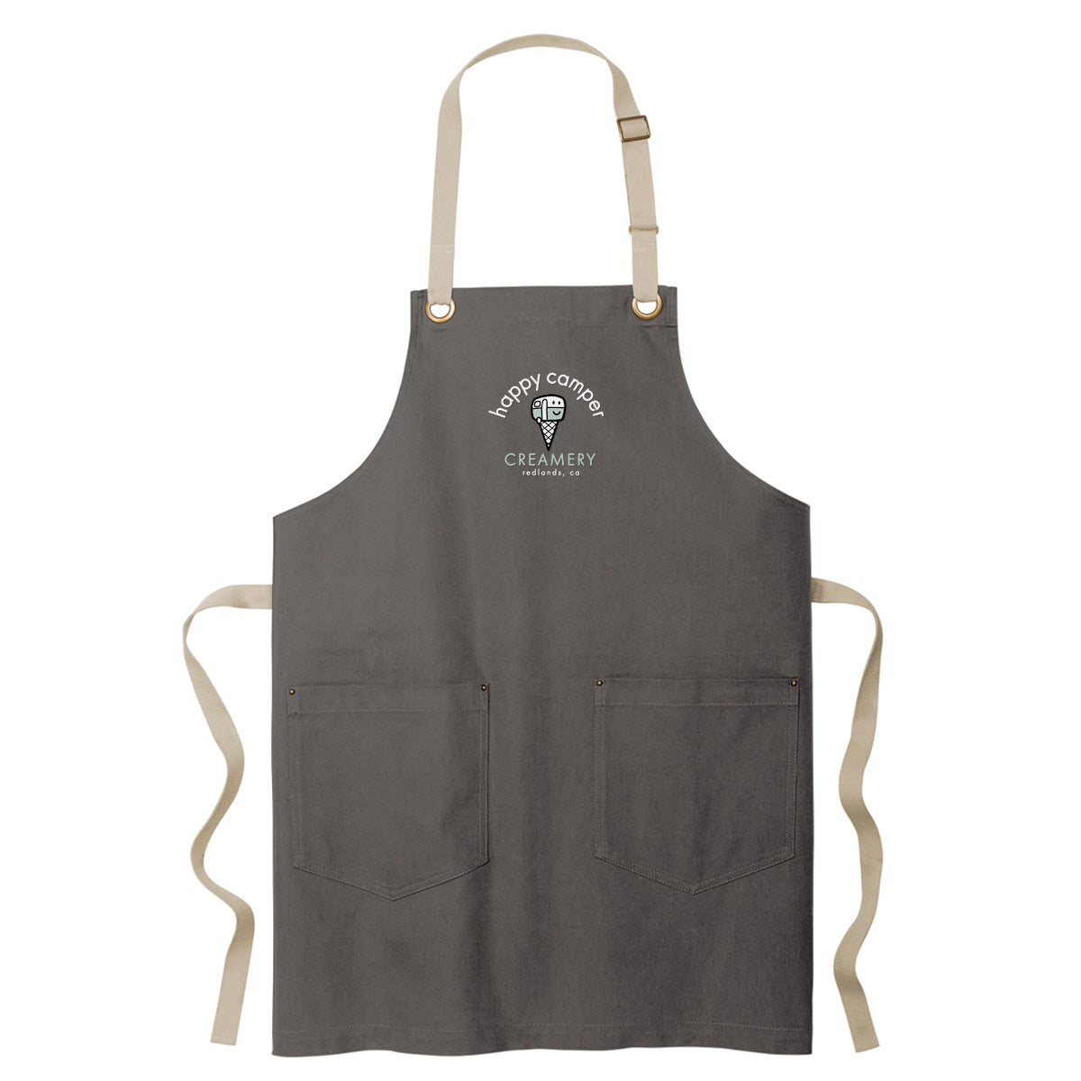 Happy Camper Creamery Canvas Full-Length Two-Pocket Apron