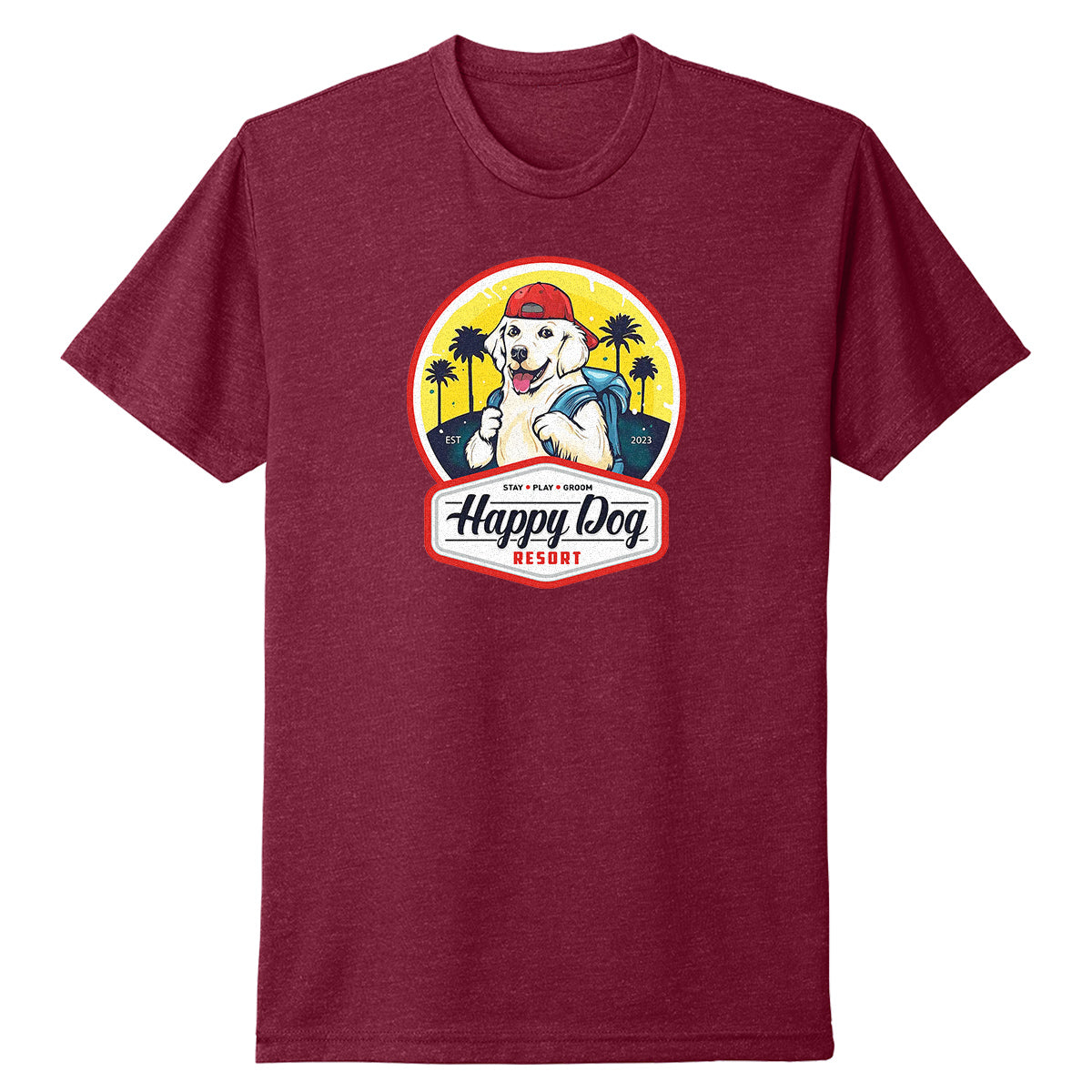 Happy Dog "Quotes" Cardinal T-Shirt - Multiple Fun Quotes
