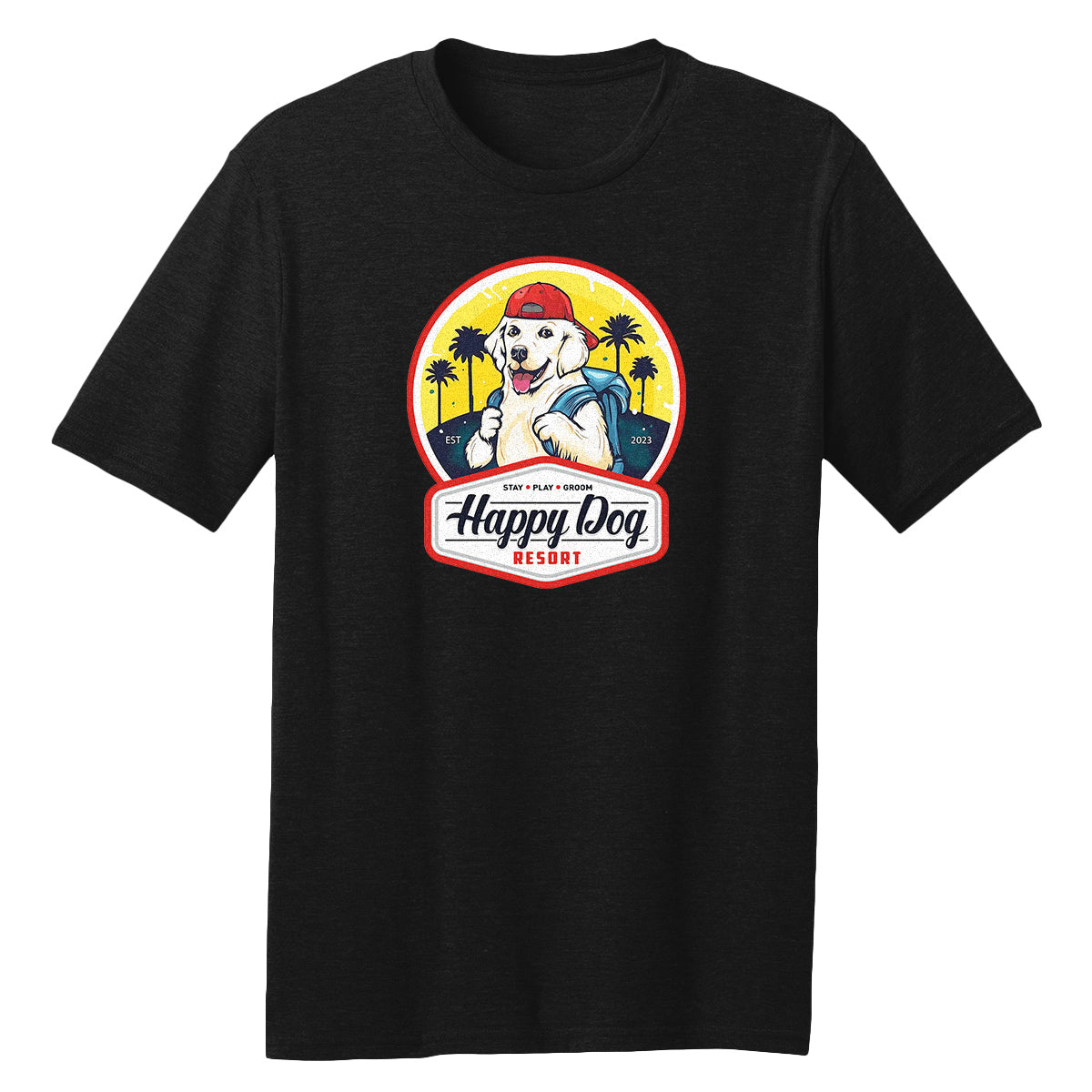 Happy Dog "Quotes" Black T-Shirt - Multiple Fun Quotes