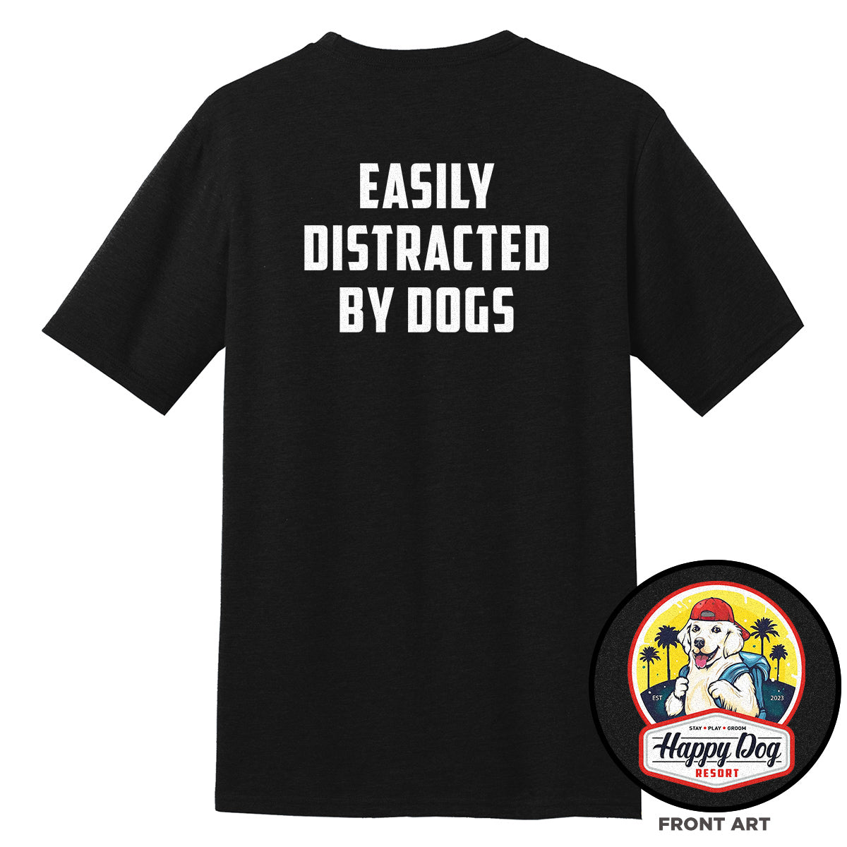 Happy Dog "Quotes" Black T-Shirt - Multiple Fun Quotes