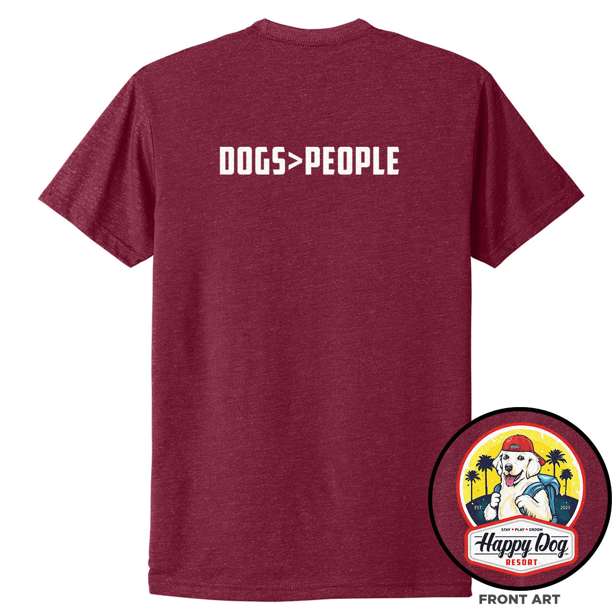 Happy Dog "Quotes" Cardinal T-Shirt - Multiple Fun Quotes