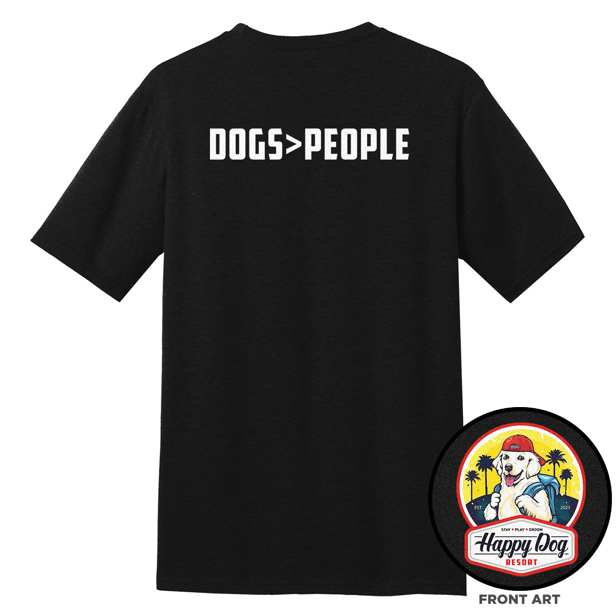 Happy Dog "Quotes" Black T-Shirt - Multiple Fun Quotes