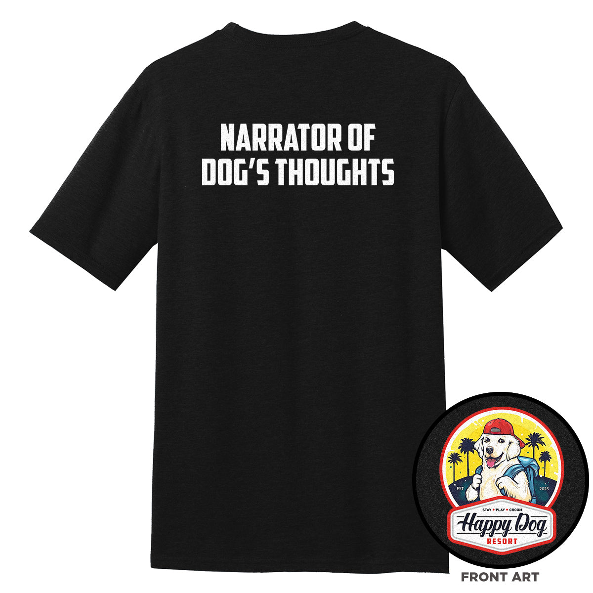 Happy Dog "Quotes" Black T-Shirt - Multiple Fun Quotes