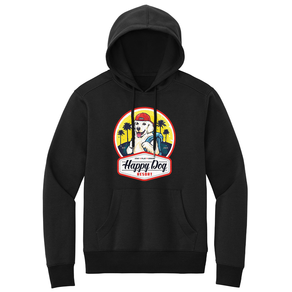 Happy Dog "Quotes" Black Pull-Over Hoodie - Multiple Fun Quotes