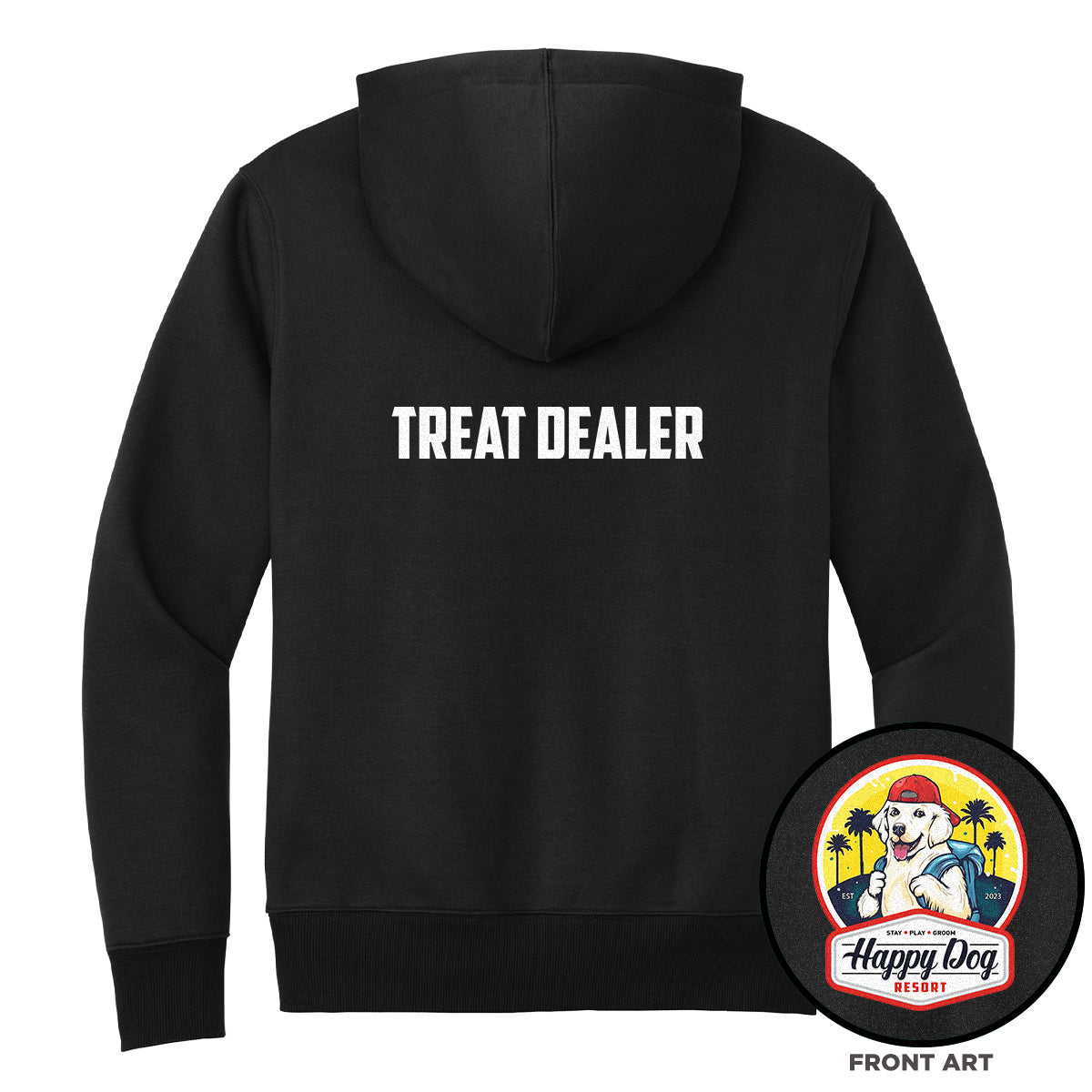 Happy Dog "Quotes" Black Pull-Over Hoodie - Multiple Fun Quotes