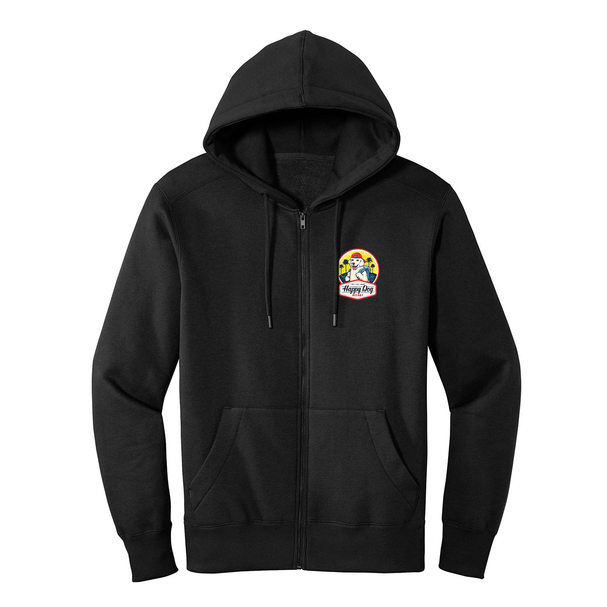 Happy Dog "Quotes" Black Zip-Up Hoodie - Multiple Fun Quotes