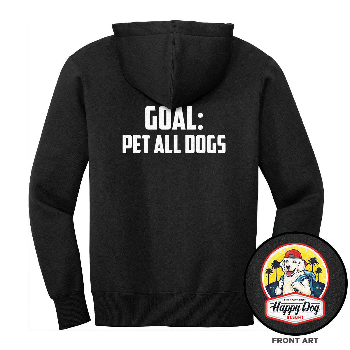 Happy Dog "Quotes" Black Zip-Up Hoodie - Multiple Fun Quotes