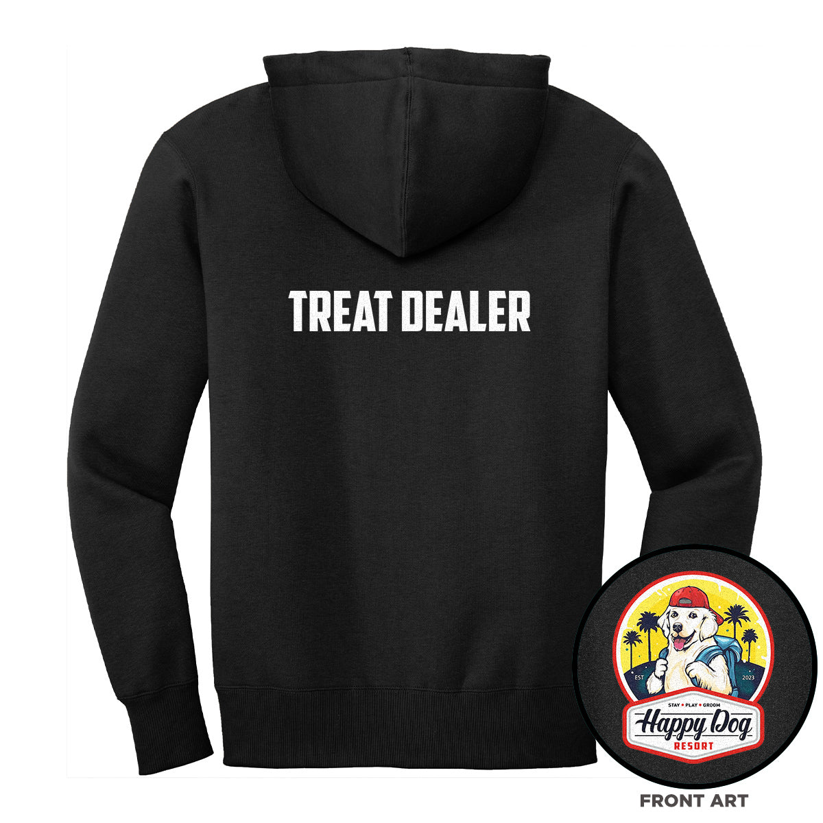 Happy Dog "Quotes" Black Zip-Up Hoodie - Multiple Fun Quotes