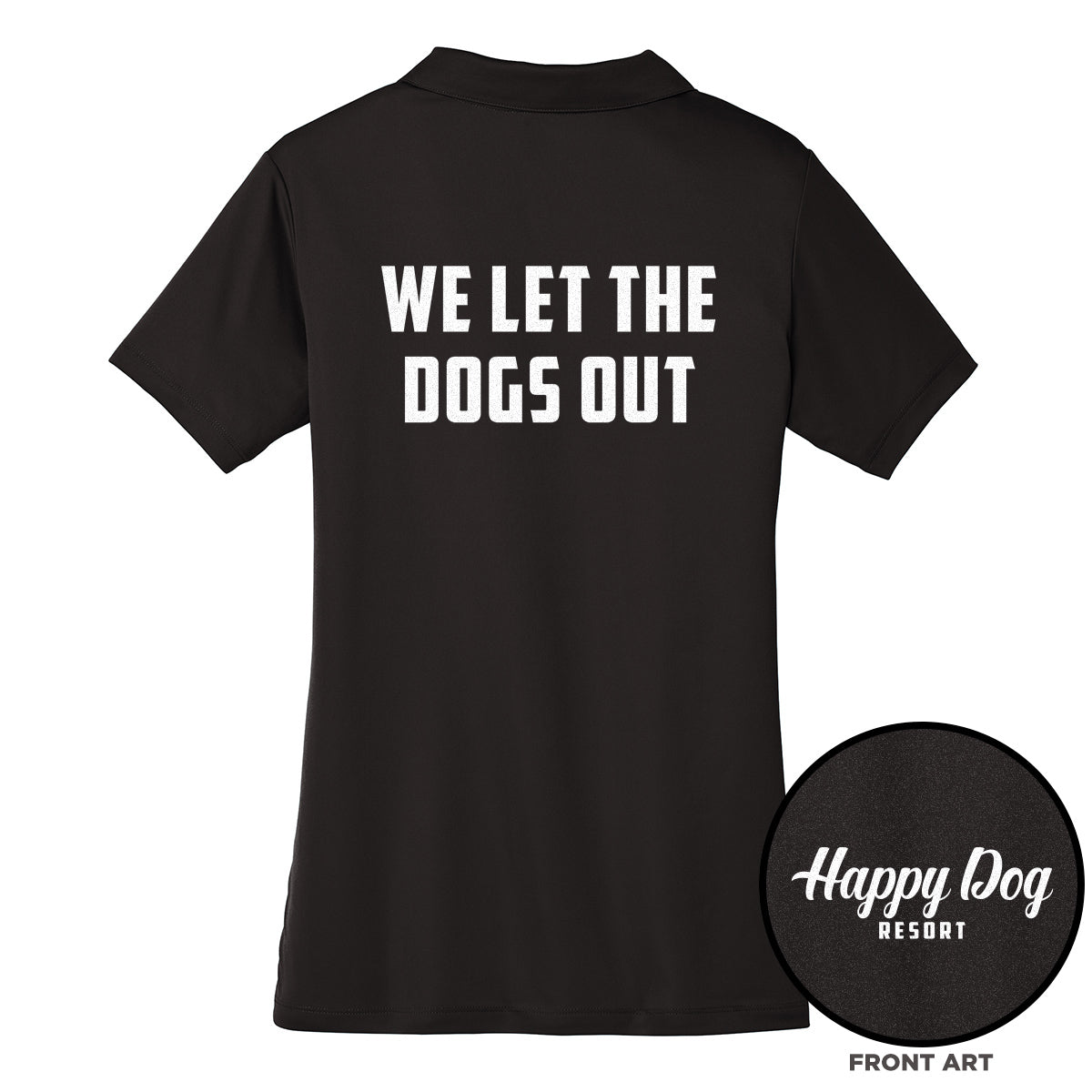 Happy Dog "Quotes" Women's Black Polo - Multiple Fun Quotes