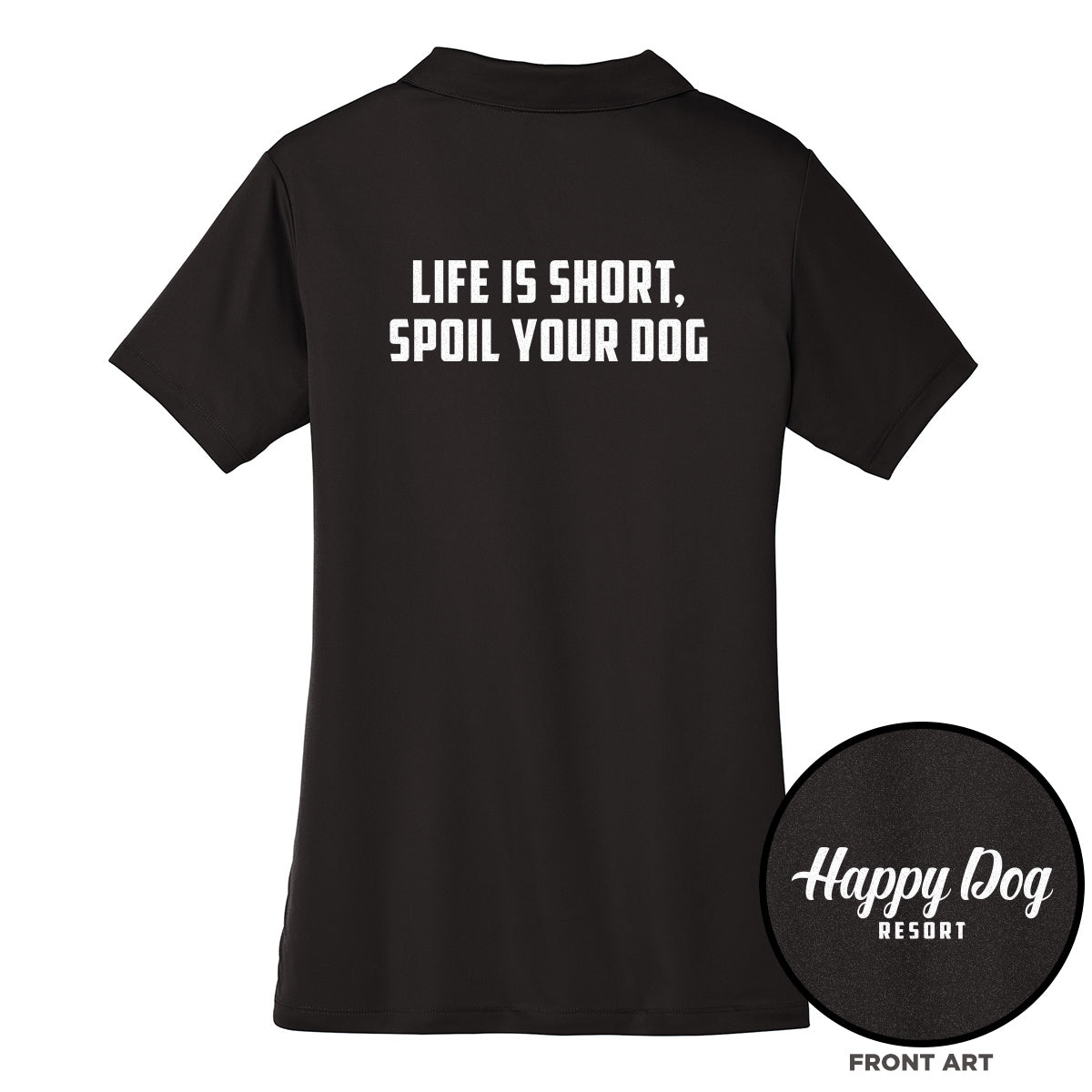 Happy Dog "Quotes" Women's Black Polo - Multiple Fun Quotes