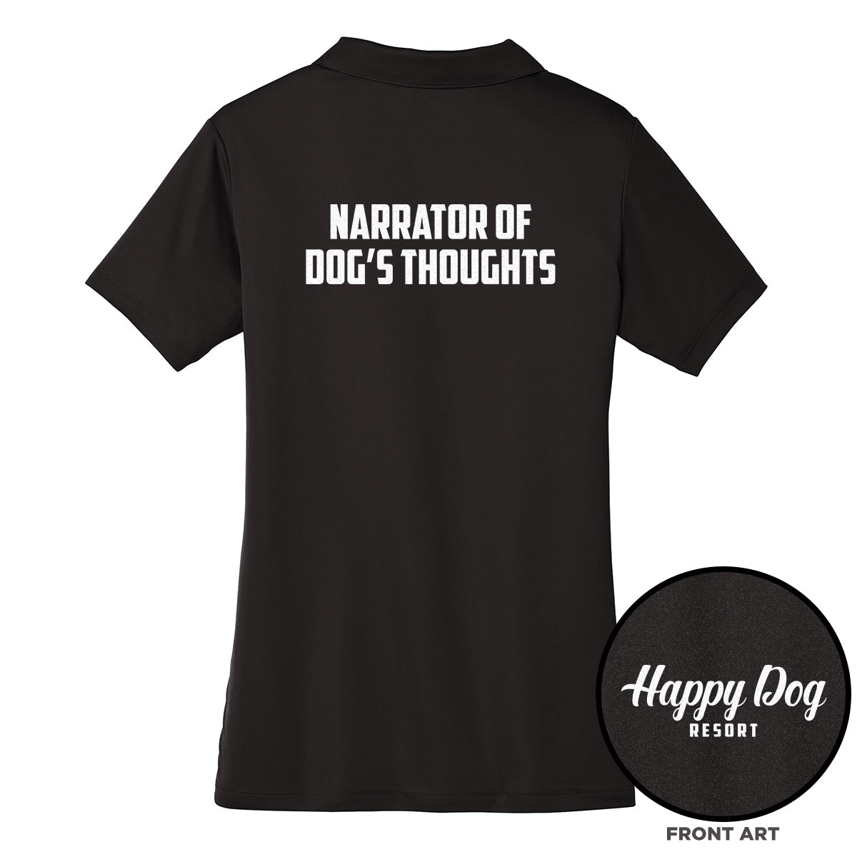 Happy Dog "Quotes" Women's Black Polo - Multiple Fun Quotes