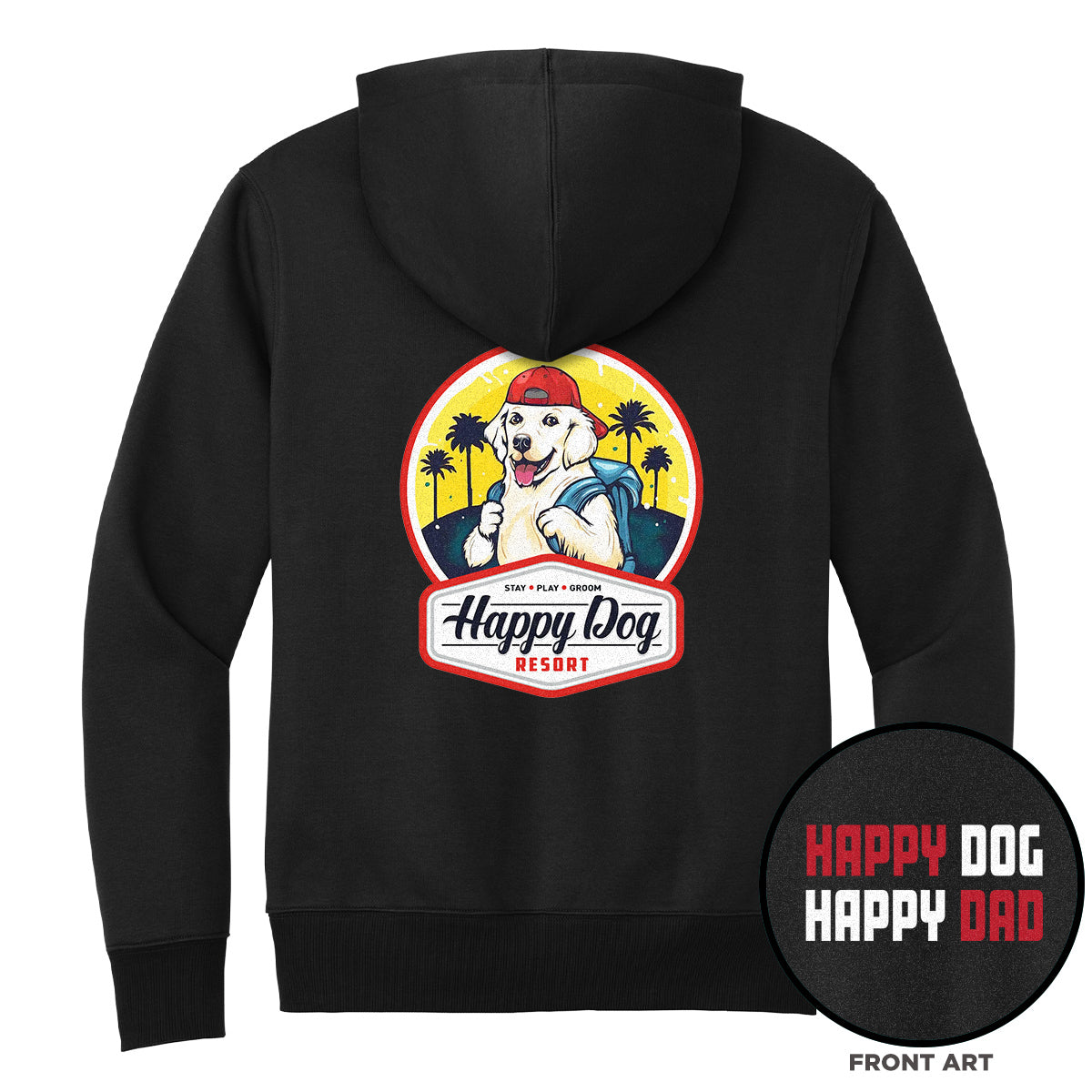 Happy Dog Happy Mom/Dad Black Hoodie