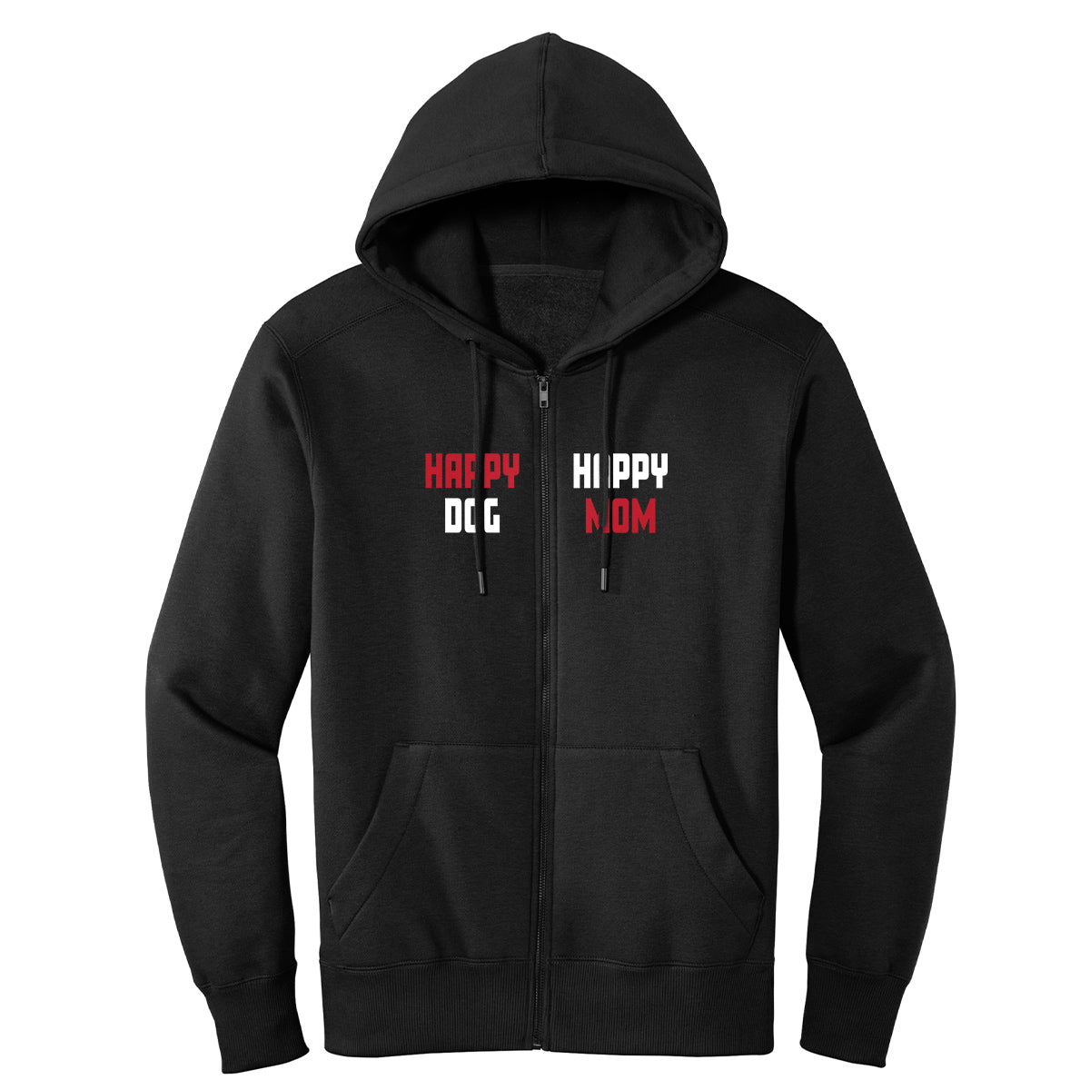 Happy Dog "Happy Dog Happy Mom" Black Zip-Up Hoodie
