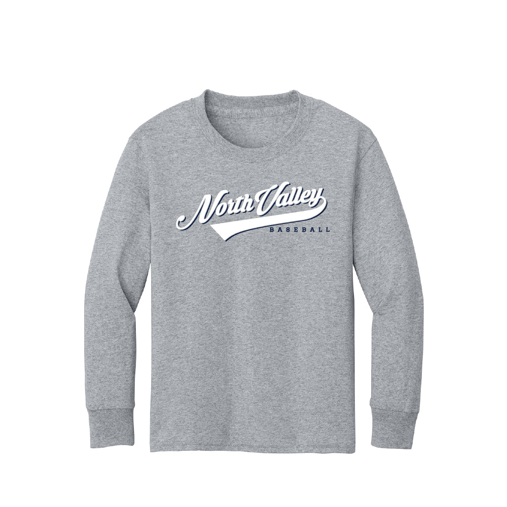 North Valley Baseball Script Youth Long Sleeve T-Shirt - Multiple Colorways