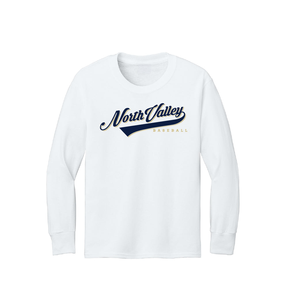 North Valley Baseball Script Youth Long Sleeve T-Shirt - Multiple Colorways